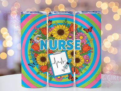 Floral Nurse Life Tumbler, Floral Wrap, Medical Theme, Sublimation Art, 20oz Tumbler, Stylish Design, Nature Pattern Sublimation SvggirlplusArt 