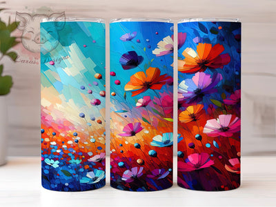 Floral Oil Painting Tumbler, Floral Oil Painting Wrap, Artistic Nature Cup, 20oz Sublimation Wrap, Elegant Flower Field Tumbler, Stylish Oil Art Design Cup, Flower Landscape Theme Wrap Sublimation Lara' s Designs 