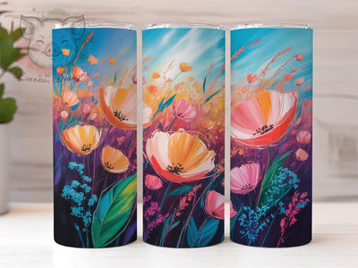 Floral Oil Painting Tumbler, Floral Oil Painting Wrap, Artistic Nature Cup, 20oz Sublimation Wrap, Elegant Flower Field Tumbler, Stylish Oil Art Design Cup, Flower Landscape Theme Wrap Sublimation Lara' s Designs 