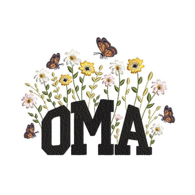 Floral Oma Embroidery Design, Mother's Day Embroidery Design, 3 sizes, Instant Download Embroidery/Applique DESIGNS Nino Nadaraia 