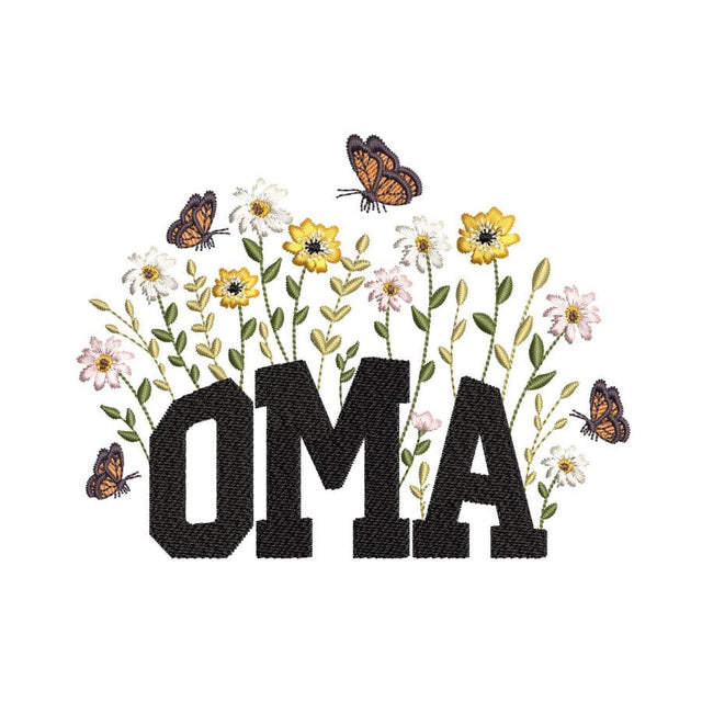 Floral Oma Embroidery Design, Mother's Day Embroidery Design, 3 sizes, Instant Download Embroidery/Applique DESIGNS Nino Nadaraia 
