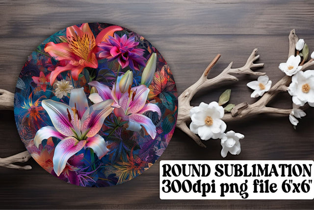 Floral Ornaments Car Coaster Flow Keychain PNG Sublimation afrosvg 