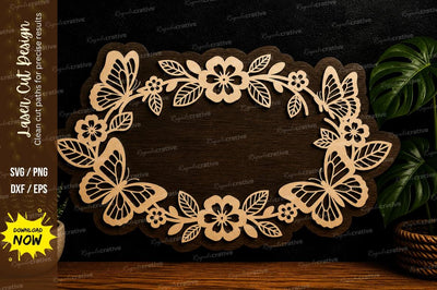 Floral Oval Frame Design laser cut svg File SVG Regulrcrative 