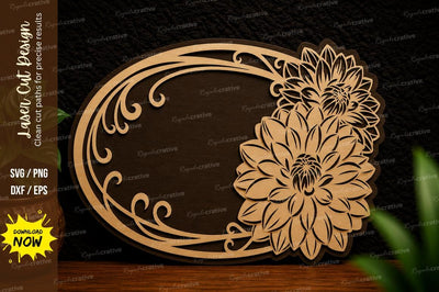 Floral Oval Frame Laser Cut SVG Design SVG Regulrcrative 