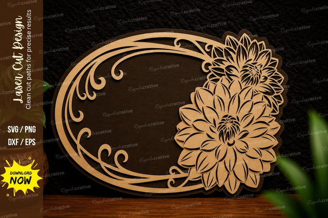 Floral Oval Frame Laser Cut SVG Design SVG Regulrcrative 