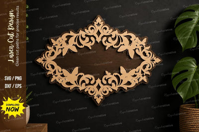 Floral Oval Frame laser cut svg File SVG Regulrcrative 