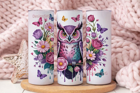 Floral Owl 20oz Tumbler Design Sublimation DesignSVG 