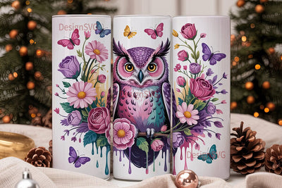 Floral Owl 20oz Tumbler Design Sublimation DesignSVG 