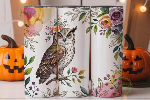 Floral Owl 20oz Tumbler Design Sublimation PixelChick 