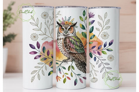 Floral Owl 20oz Tumbler Design Sublimation PixelChick 