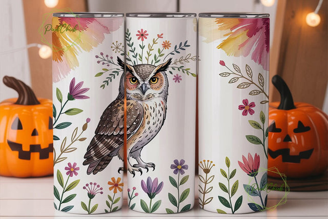 Floral Owl 20oz Tumbler Design Sublimation PixelChick 
