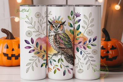 Floral Owl 20oz Tumbler Design Sublimation PixelChick 