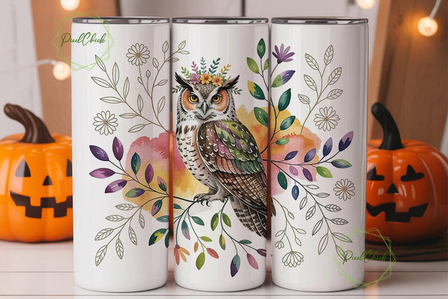 Floral Owl 20oz Tumbler Design Sublimation PixelChick 