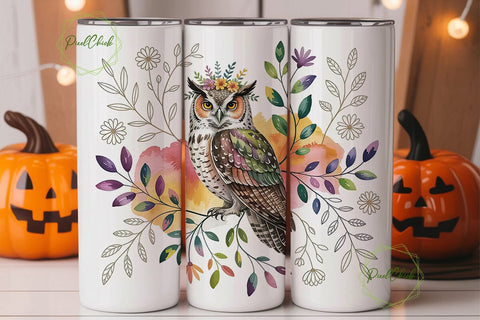 Floral Owl 20oz Tumbler Design Sublimation PixelChick 