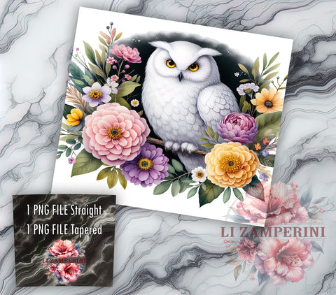 Floral Owl 20oz Tumbler Wrap PNG, Owl Tumbler Png, Straight & Tapered Tumbler Wrap, Instant Digital Download Sublimation Li Zamperini 