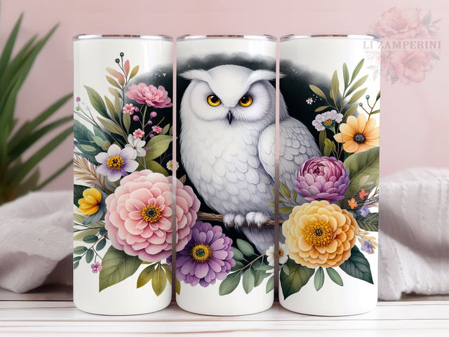 Floral Owl 20oz Tumbler Wrap PNG, Owl Tumbler Png, Straight & Tapered Tumbler Wrap, Instant Digital Download Sublimation Li Zamperini 