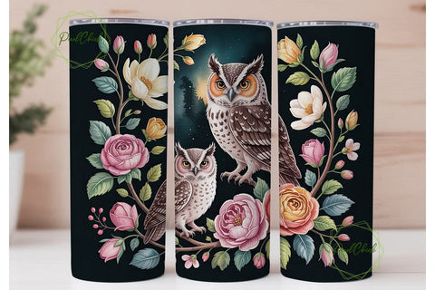 Floral Owl 20oz Tumbler Wrap Sublimation PixelChick 
