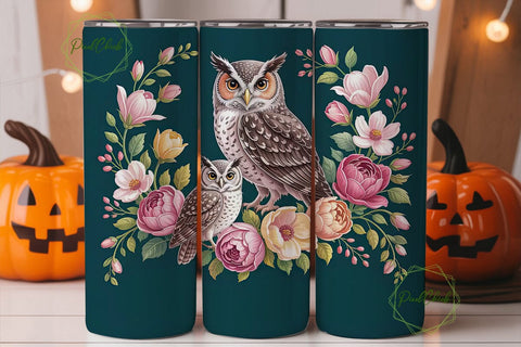 Floral Owl 20oz Tumbler Wrap Sublimation PixelChick 