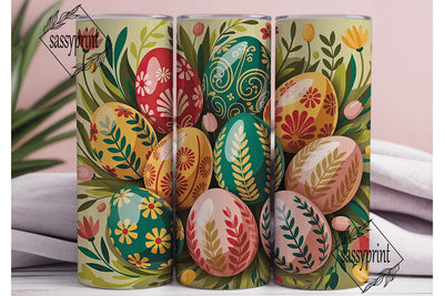 Floral Painted Eggs 20oz Tumbler Wrap Sublimation sassyprint 