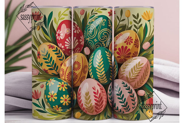 Floral Painted Eggs 20oz Tumbler Wrap Sublimation sassyprint 
