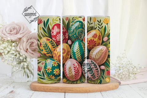 Floral Painted Eggs 20oz Tumbler Wrap Sublimation sassyprint 