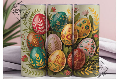 Floral Painted Eggs 20oz Tumbler Wrap Sublimation sassyprint 