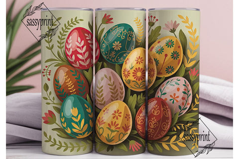 Floral Painted Eggs 20oz Tumbler Wrap Sublimation sassyprint 