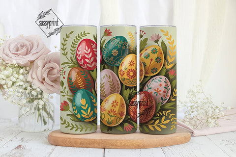 Floral Painted Eggs 20oz Tumbler Wrap Sublimation sassyprint 