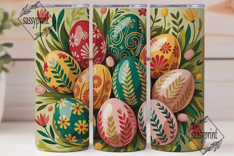 Floral Painted Eggs 20oz Tumbler Wrap Sublimation sassyprint 
