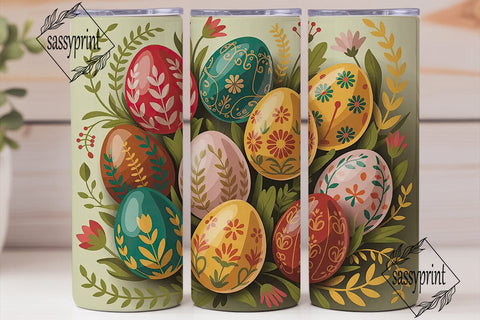 Floral Painted Eggs 20oz Tumbler Wrap Sublimation sassyprint 