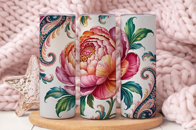 Floral Paisley 20oz Tumbler Wrap Sublimation DesignSVG 