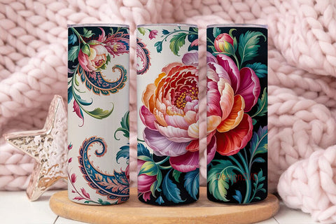 Floral Paisley 20oz Tumbler Wrap Sublimation DesignSVG 