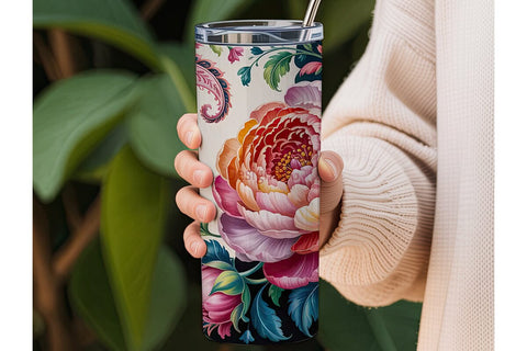 Floral Paisley 20oz Tumbler Wrap Sublimation DesignSVG 
