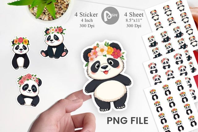 Floral Panda Sticker Sublimation artnoy 