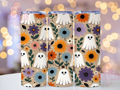 Floral Pastel Cute Ghost Halloween Tumbler, Cute Halloween Sublimation Design, 20oz Ghost Cup Wrap, Pastel Spooky Season Wrap, Flower Crown Ghost Tumbler, Whimsical Halloween Drinkware, Soft Gothic Sublimatio Sublimation SvggirlplusArt 