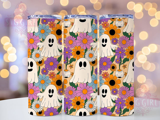Floral Pastel Cute Ghost Halloween Tumbler, Cute Halloween Sublimation Design, 20oz Ghost Cup Wrap, Pastel Spooky Season Wrap, Flower Crown Ghost Tumbler, Whimsical Halloween Drinkware, Soft Gothic Sublimatio Sublimation SvggirlplusArt 