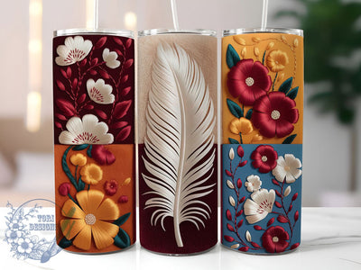 Floral Patch Faux Yarn Tumbler Wrap, Faux Yarn, Handmade Style, Cozy Design, Colorful Theme, Tumbler Wrap, Sublimation Design Sublimation ToriDesigns 