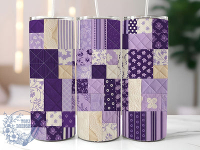 Floral Patchwork Quilting Tumbler Wrap, Floral Patchwork, Polka Dots, Handmade Style, Cozy Design, Tumbler Wrap, Sublimation Design Sublimation ToriDesigns 