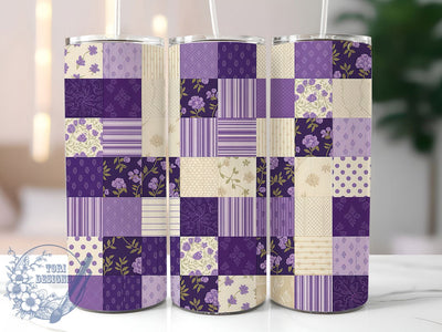 Floral Patchwork Quilting Tumbler Wrap, Floral Patchwork, Polka Dots, Handmade Style, Cozy Design, Tumbler Wrap, Sublimation Design Sublimation ToriDesigns 