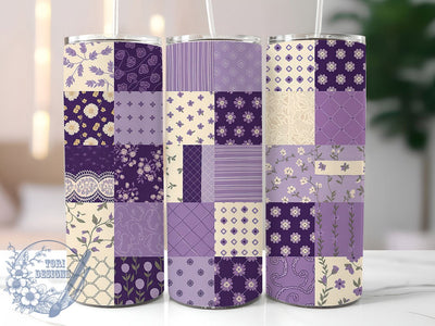 Floral Patchwork Quilting Tumbler Wrap, Floral Patchwork, Polka Dots, Handmade Style, Cozy Design, Tumbler Wrap, Sublimation Design Sublimation ToriDesigns 