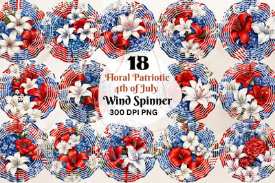 Floral Patriotic 4th of July Wind Spinner Sublimation Bundle Sublimation Regulrcrative 