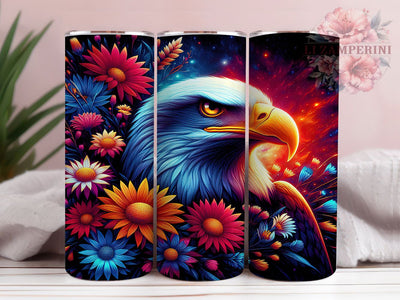 Floral Patriotic Eagle Tumbler Wrap, Floral Eagle Tumbler, 3D Tumbler Design, Patriotic Bird Mug, Nature Eagle Cup, Wild Bird Tumbler, Sublimation Tumbler Wrap Sublimation Li Zamperini 