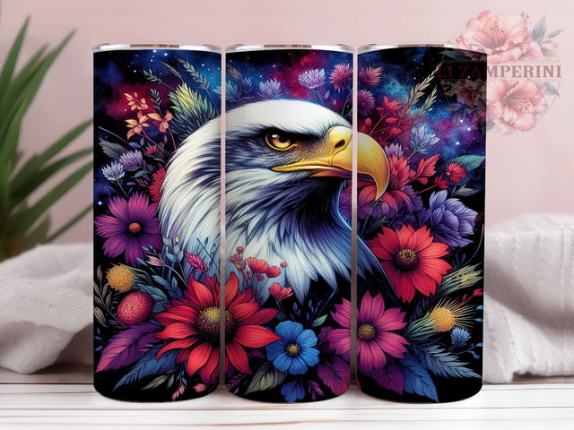 Floral Patriotic Eagle Tumbler Wrap, Floral Eagle Tumbler, 3D Tumbler Design, Patriotic Bird Mug, Nature Eagle Cup, Wild Bird Tumbler, Sublimation Tumbler Wrap Sublimation Li Zamperini 