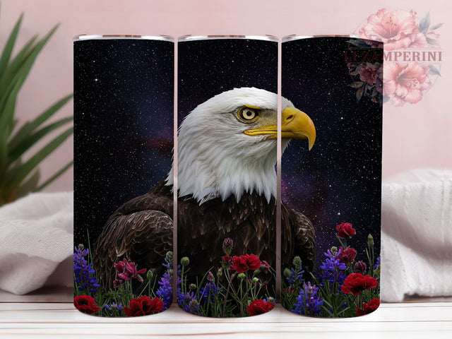 Floral Patriotic Eagle Tumbler Wrap, Floral Eagle Tumbler, 3D Tumbler Design, Patriotic Bird Mug, Nature Eagle Cup, Wild Bird Tumbler, Sublimation Tumbler Wrap Sublimation Li Zamperini 