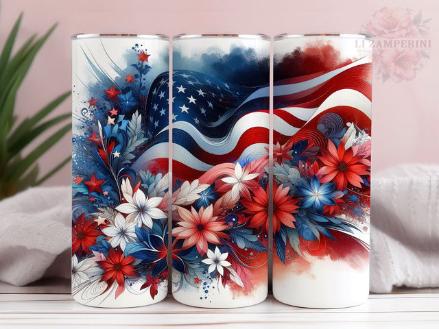 Floral Patriotic Independence Day 20oz Tumbler Wrap PNG, 4th of July Tumbler Png, Straight & Tapered Tumbler Wrap, Instant Digital Download Sublimation Li Zamperini 