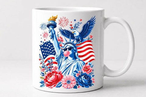 Floral Patriotic Statue of Liberty PNG | Americana Sublimation PNG SVG BillahCrafts 