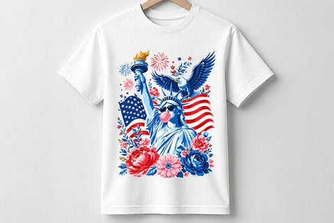 Floral Patriotic Statue of Liberty PNG | Americana Sublimation PNG SVG BillahCrafts 