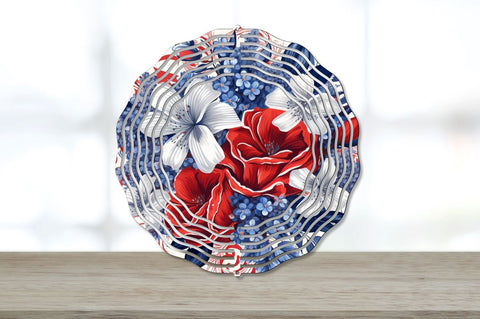 Floral Patriotic Wind Spinner 4th of July Sublimation Design Sublimation Regulrcrative 