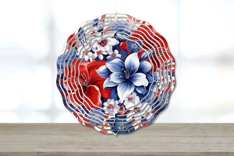 Floral Patriotic Wind Spinner 4th of July Sublimation Design Sublimation Regulrcrative 