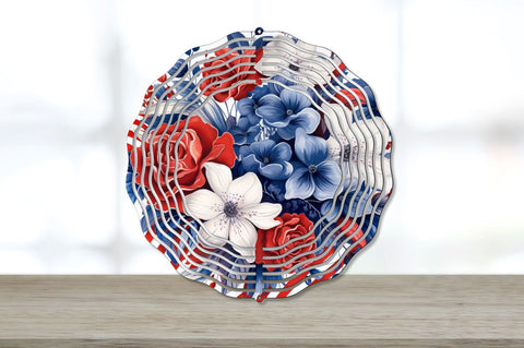 Floral Patriotic Wind Spinner 4th of July Sublimation Design Sublimation Regulrcrative 